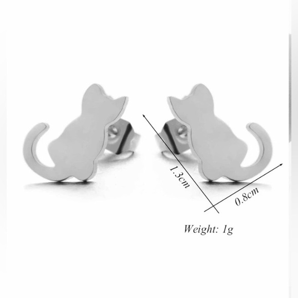 🐈 Stainless Steel Cat Stud Earrings NWT - Picture 12 of 13